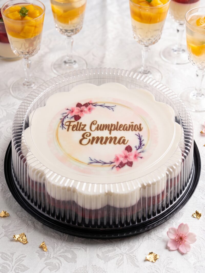 Gelatina personalizada con flores y nombre